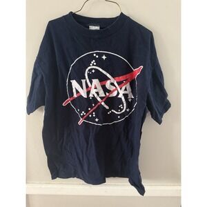 Vintage 90s NASA Shirt Men Large Navy Graphic Tee Space Science Grunge Retro Y2K
